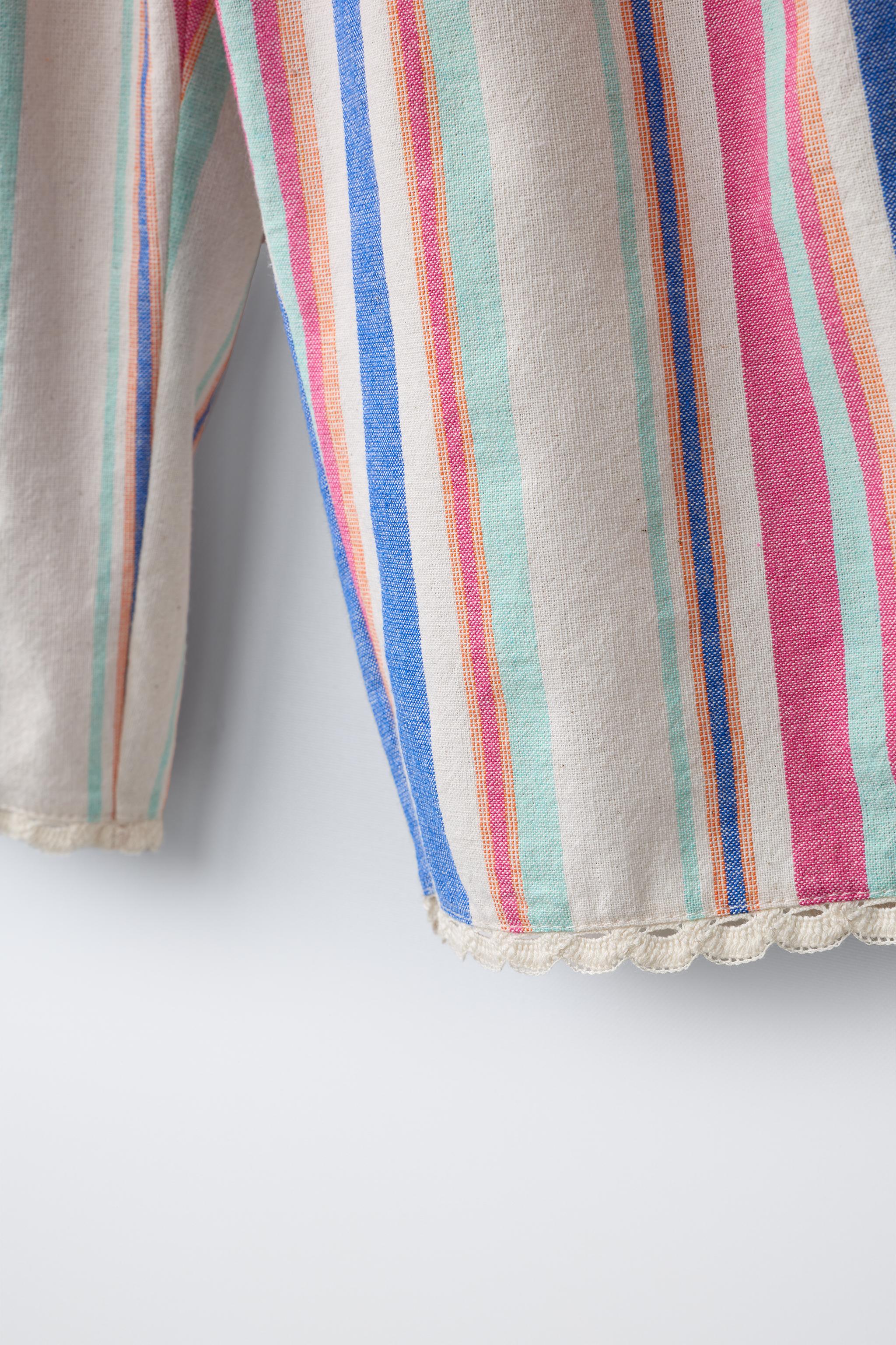 Детские брюки Zara STRIPED LACE WIDE LEG PANTS — фото 5