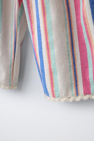 BROEK WIDE LEG MET STREPEN EN KANT - Multicolour van Zara