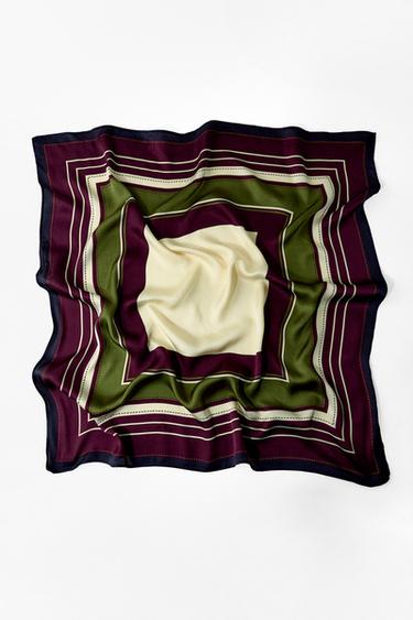 STRIPED PRINT SCARF - Aubergine by Zara