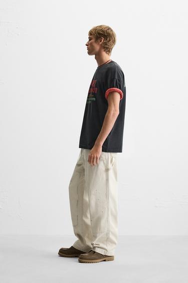 WASHED PRINT T-SHIRT - Dark anthracite by Zara - Image 3