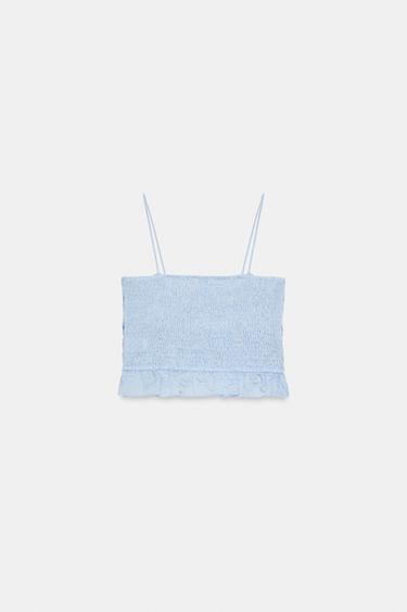 TOP NID D'ABEILLE À RAYURES - Bleu / Blanc de Zara - Image 6