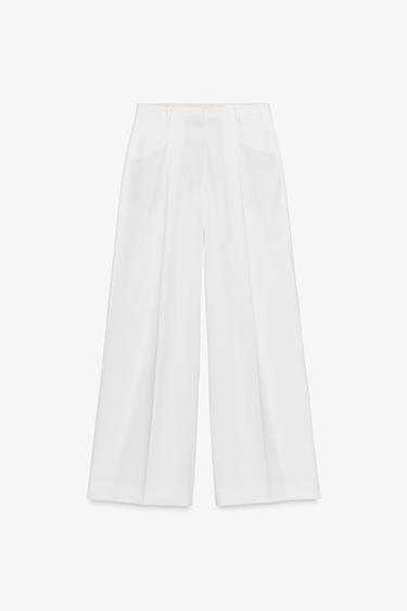 PANTALÓN ANCHO PINZAS ZW COLLECTION - Crudo de Zara