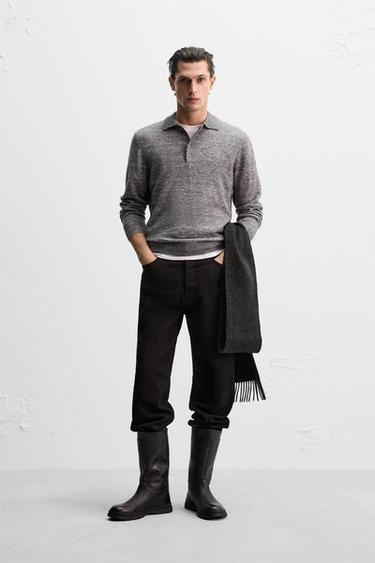 POLO DE MALHA DE ALGODÃO - LÃ - Cinza-vigoré da Zara - Imagem 0