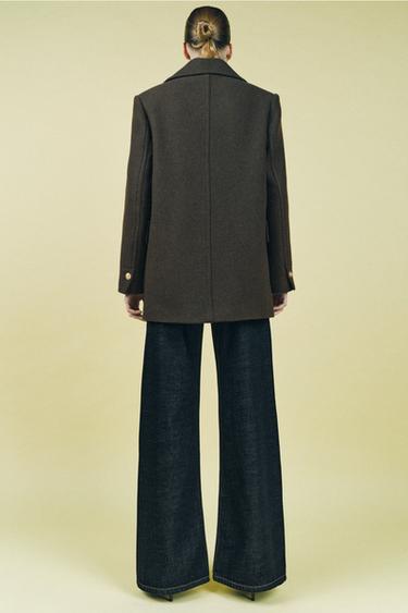 MANTEAU EN MÉLANGE DE LAINE ZW COLLECTION - Kaki de Zara - Image 3