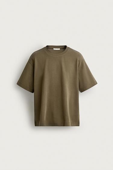 SOFT RELAXED FIT T-SHIRT - Olive green by Zara