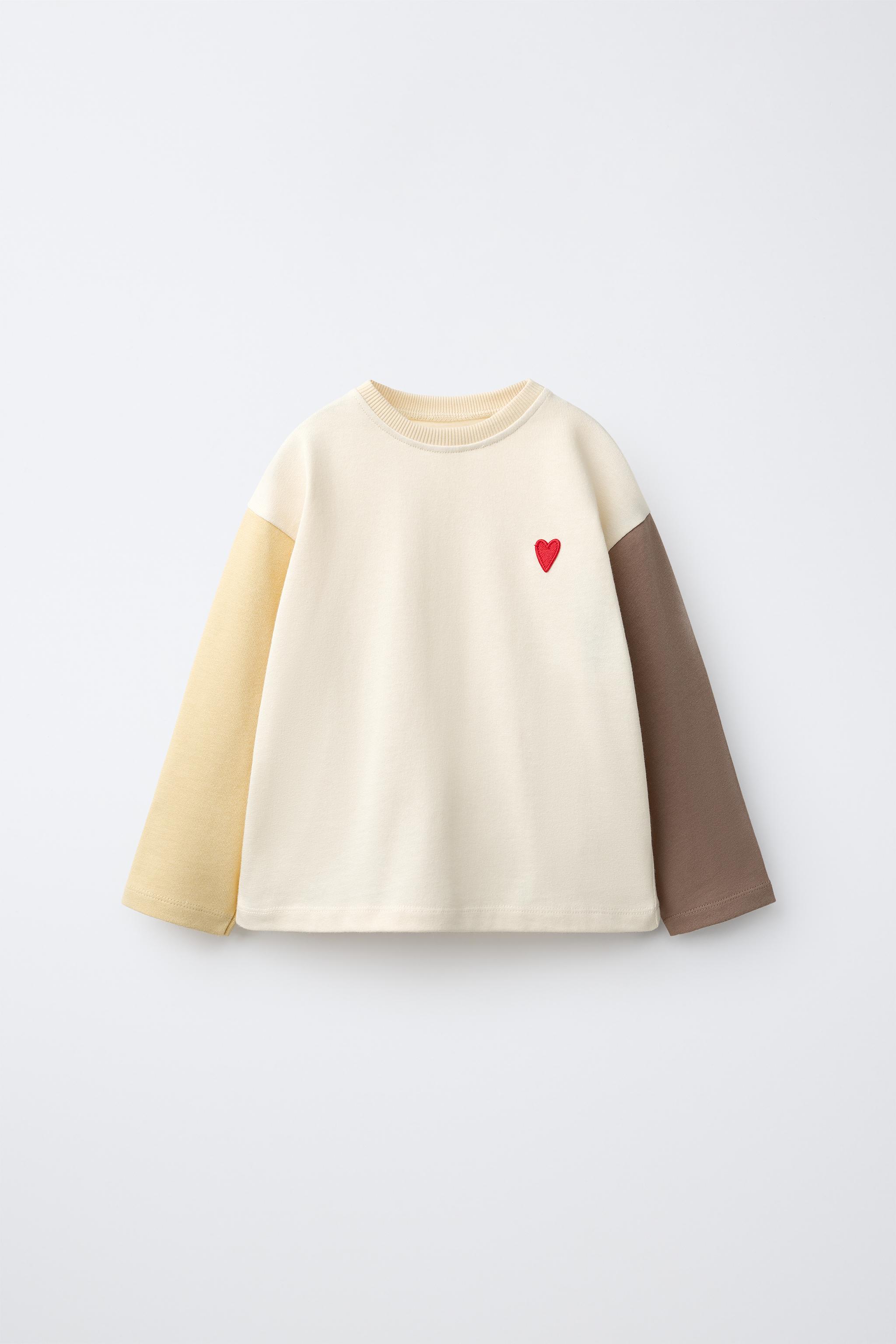 Детские футболки Zara COLOR-BLOCK HEART T-SHIRT