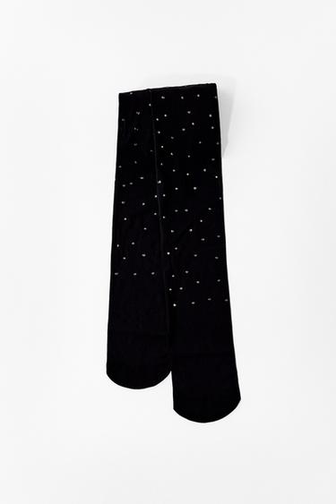 Zara RHINESTONE TIGHTS - Black