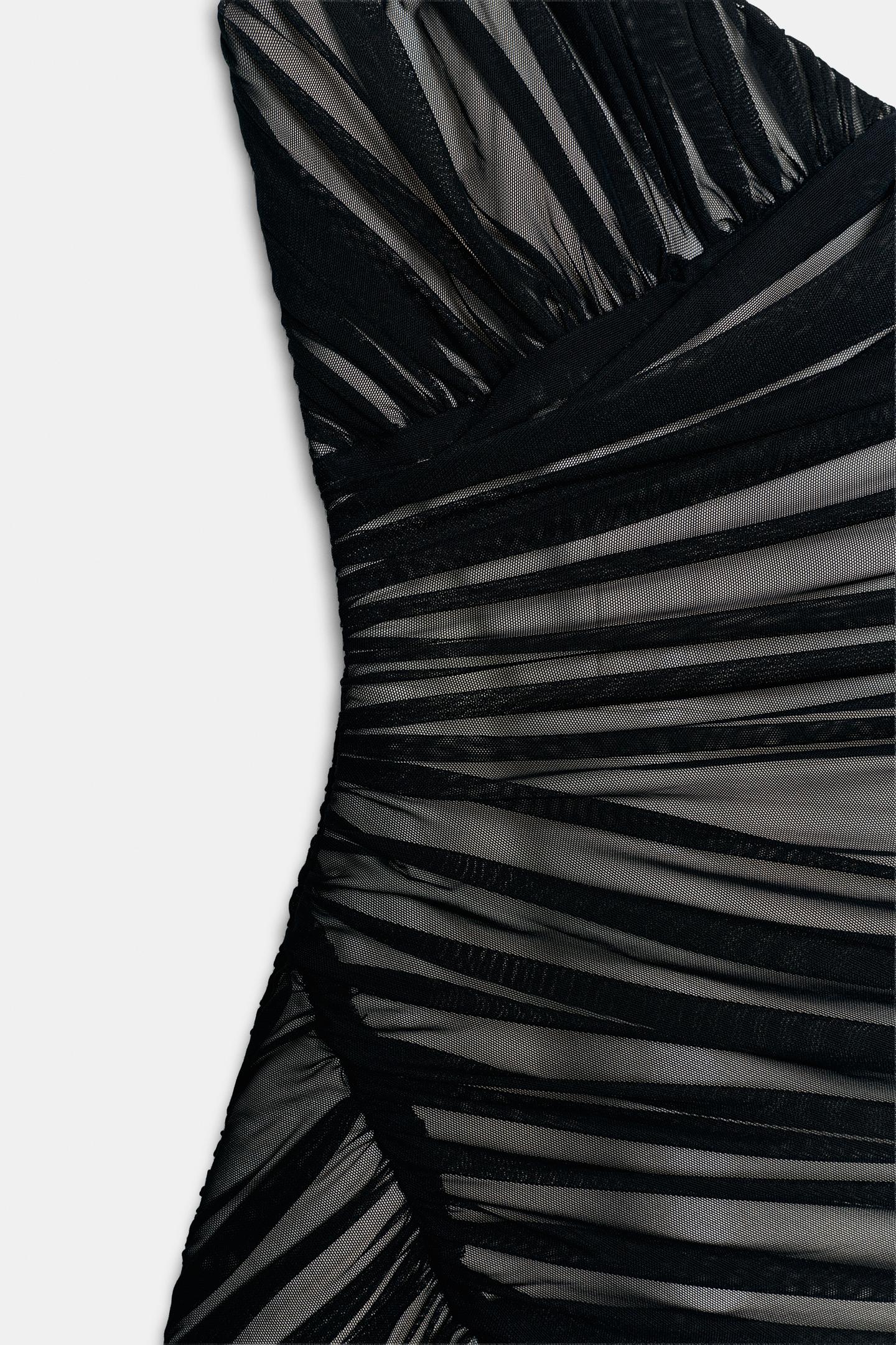 Женское платье Zara Draped Tulle Mini, цвет: Чёрный — фото 8