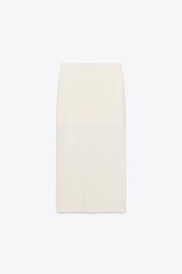 JUPE DROITE EN MAILLE - Écru de Zara