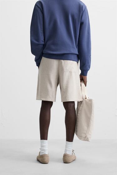 LINEN - VISCOSE BERMUDA SHORTS - Light beige by Zara - Image 2