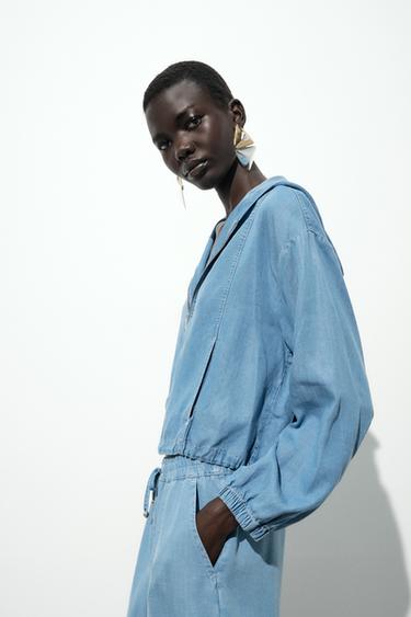 ADJUSTABLE HEM HOODED JACKET - Light indigo by Zara - Image 2
