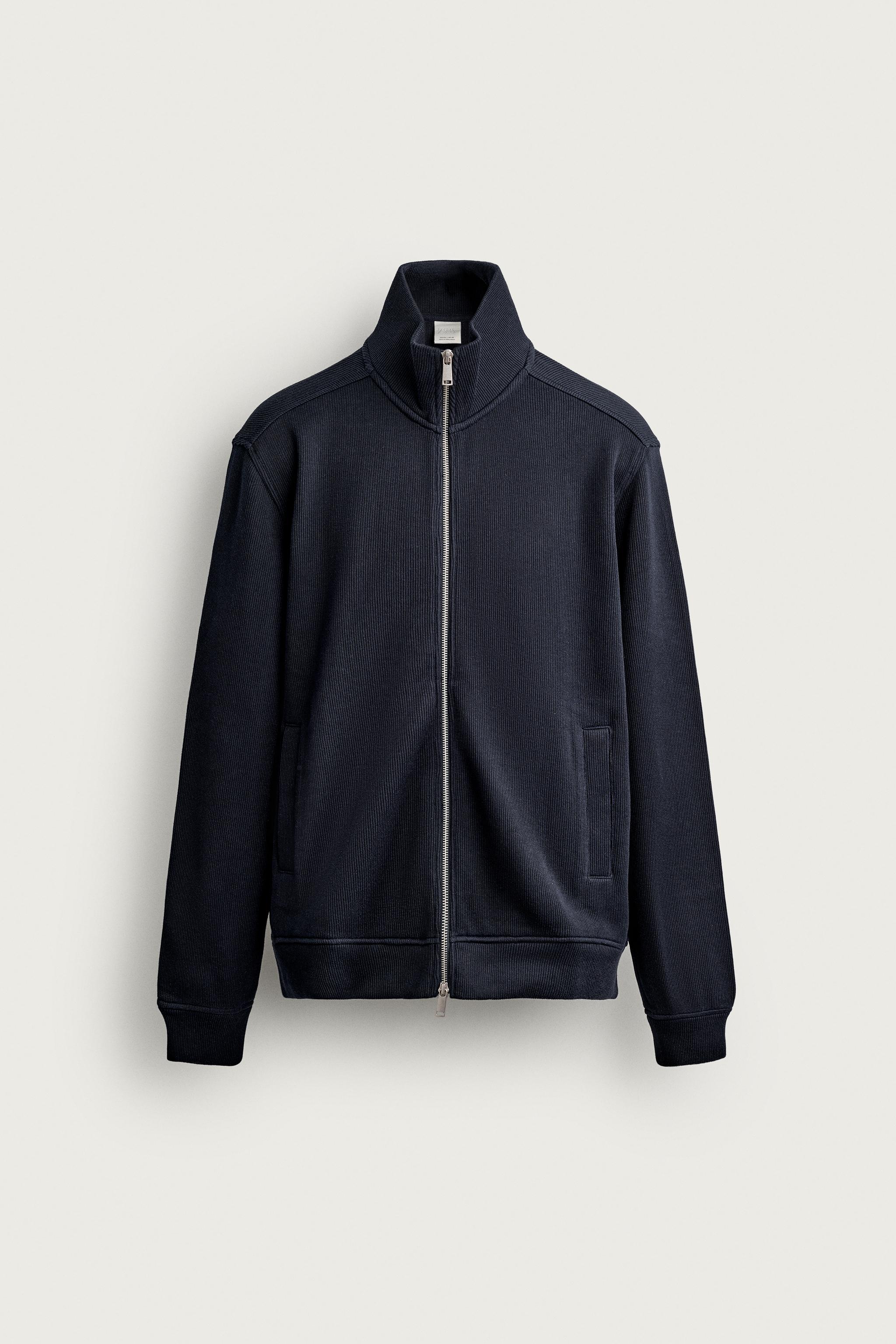 REGULAR FIT ZIP-UP JACKET — Navy blue