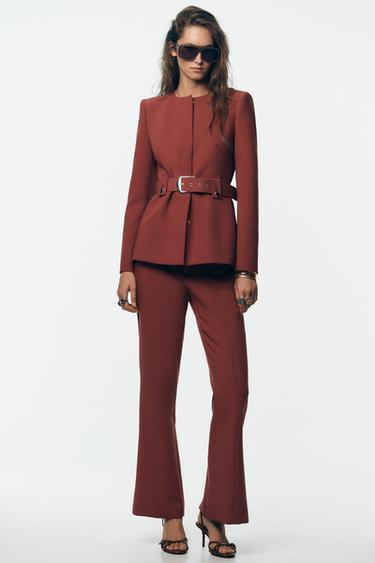 FLARE TROUSERS - MARSALA by Zara