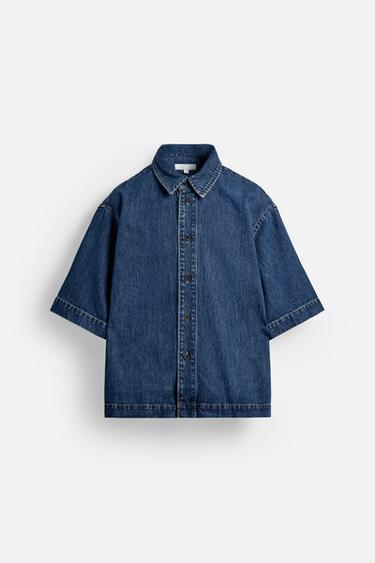 SHORT SLEEVE DENIM SHIRT - Blue by Zara