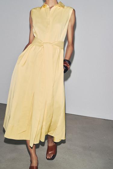 ZW COLLECTION BELTED SHIRT DRESS - Yellow by Zara