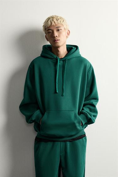 SUDADERA CAPUCHA HEAVYWEIGHT BÁSICA - Verde de Zara