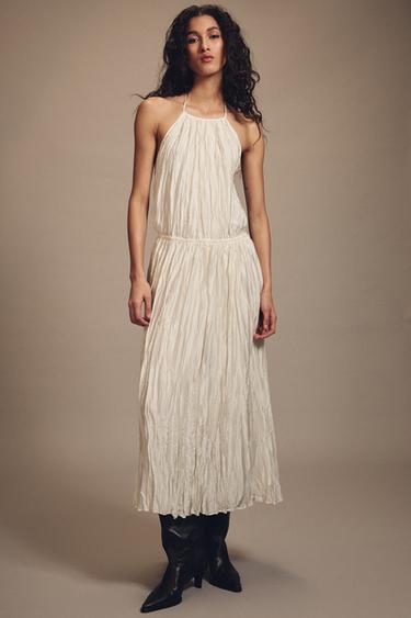 VESTIDO HALTER PLIDASO ZW COLLECTION - Vainilla de Zara - Imagen 0