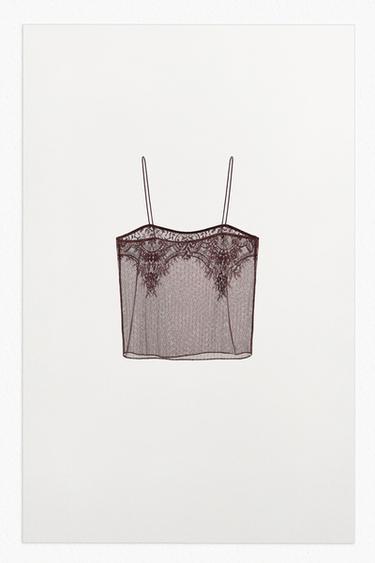 STRAPPY LACE TOP - Brown by Zara - Image 0