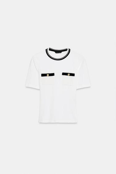 BLUZË ME XHEPA - I bardhë nga Zara