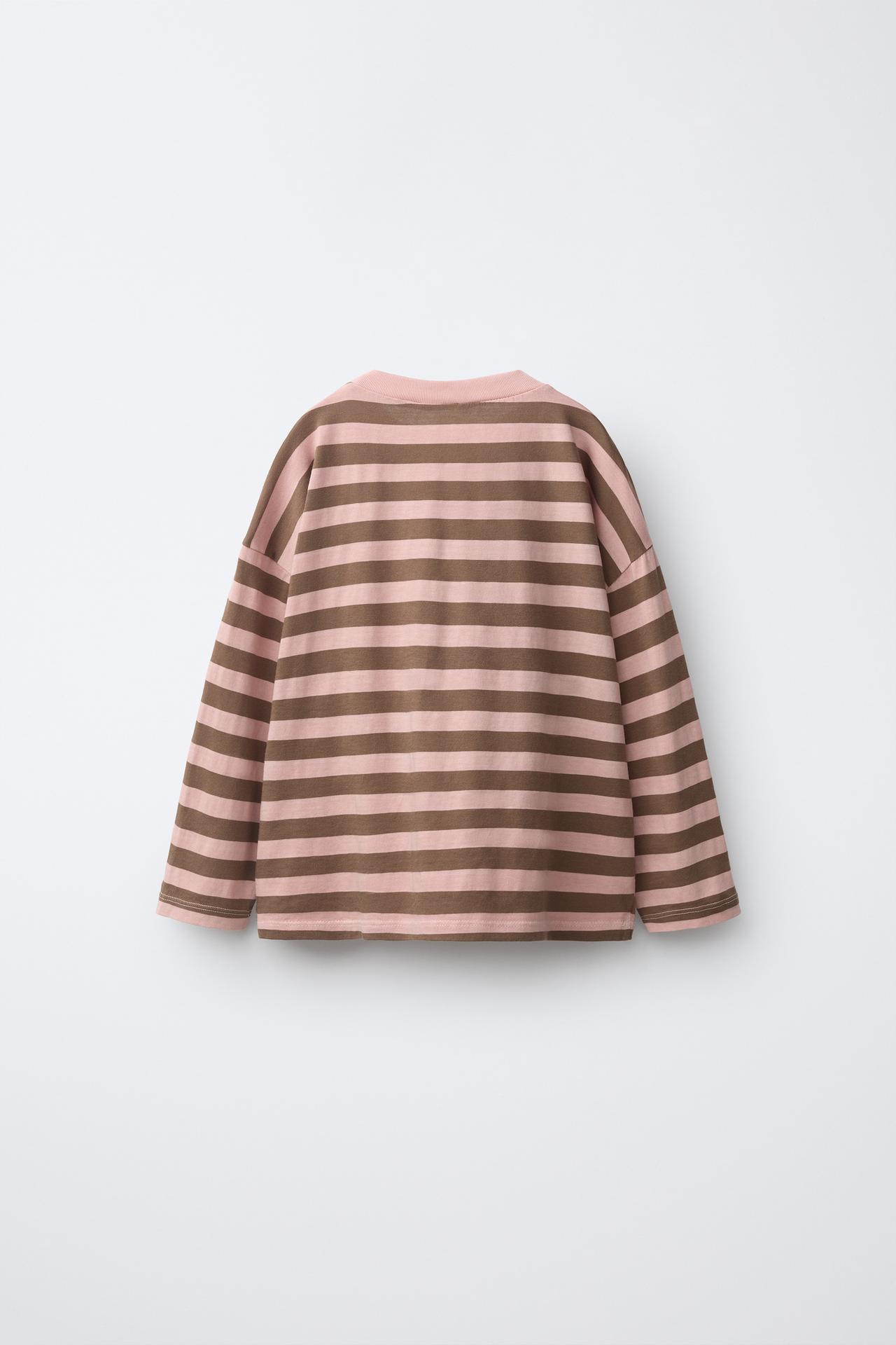 STRIPED PRINT T-SHIRT — Pale pink