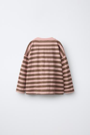 STRIPED PRINT T-SHIRT — Pale pink 2