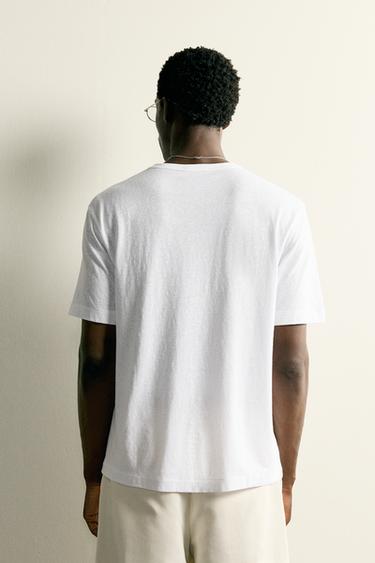 Zara LIGHTWEIGHT REGULAR FIT T-SHIRT - Ecru