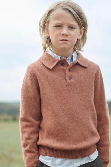 STRICK-POLOSHIRT AUS REINER WOLLE – LIMITED EDITION - Ziegelrot von Zara - Bild 0