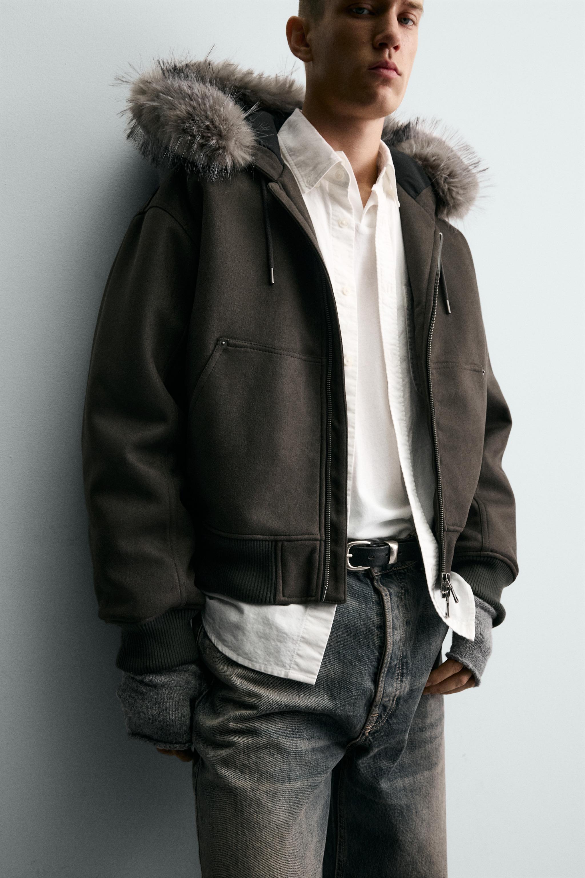 フェイクスエード キルティングジャケット - ダークカーキ | ZARA