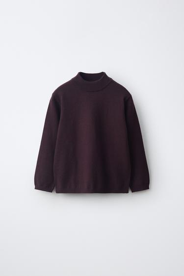 MOCK NECK KNIT SWEATER — Brown 1
