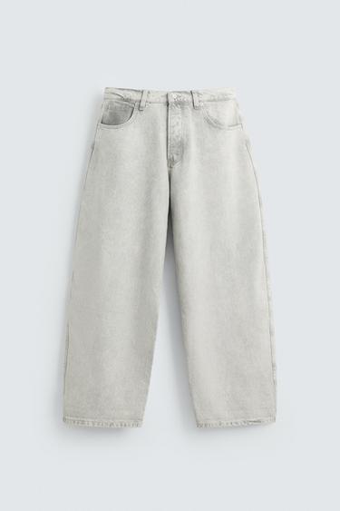 JEANS BALLOON FIT - Gris de Zara