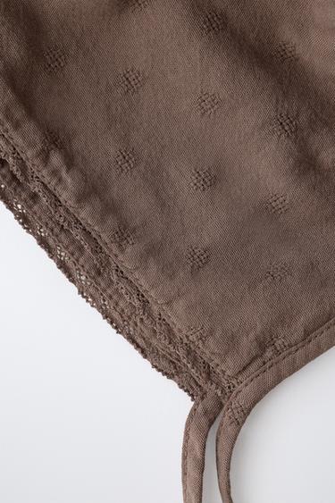 BONNET DENTELLE BRODERIES - Marron de Zara - Image 2
