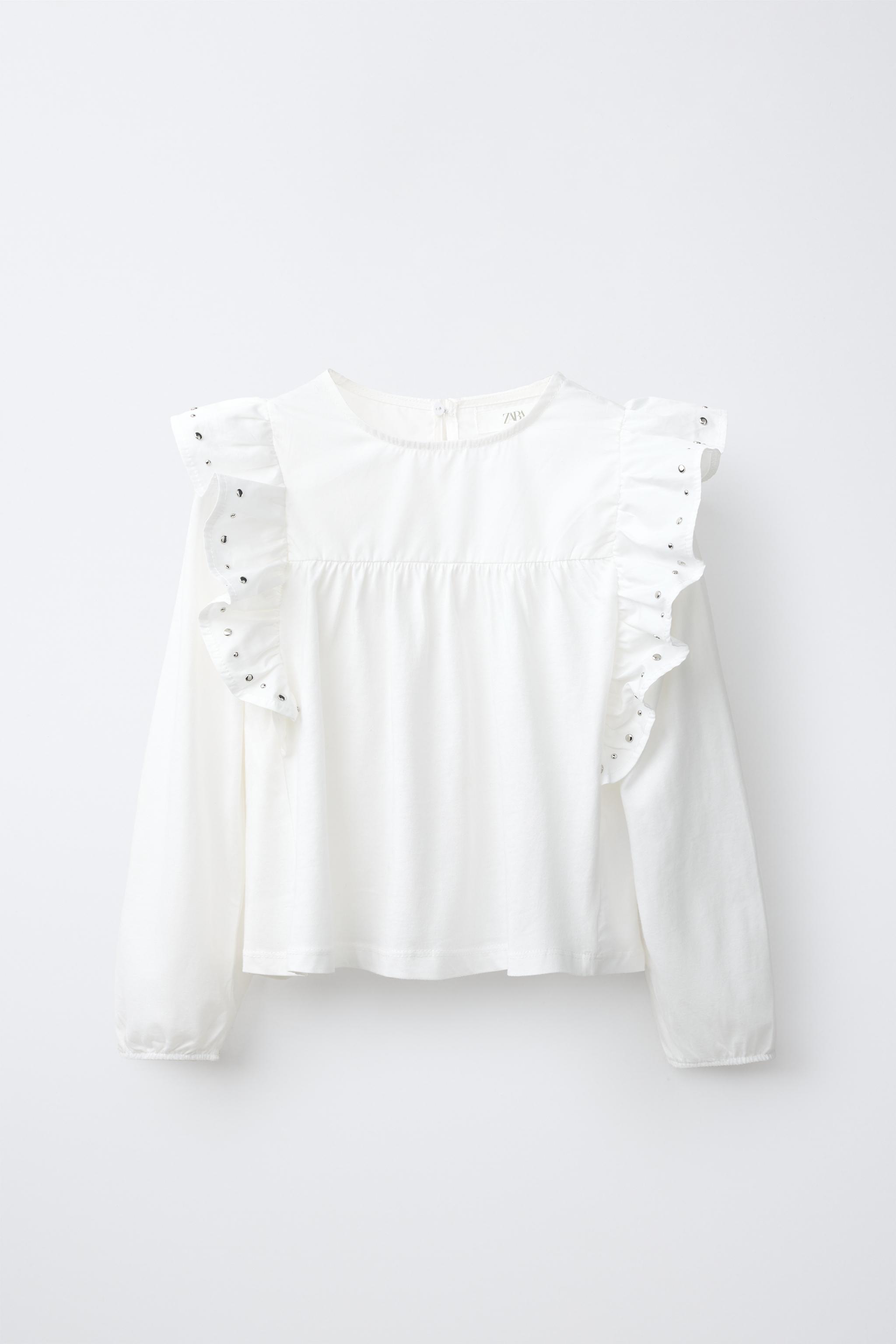 STUDDED RUFFLE T-SHIRT