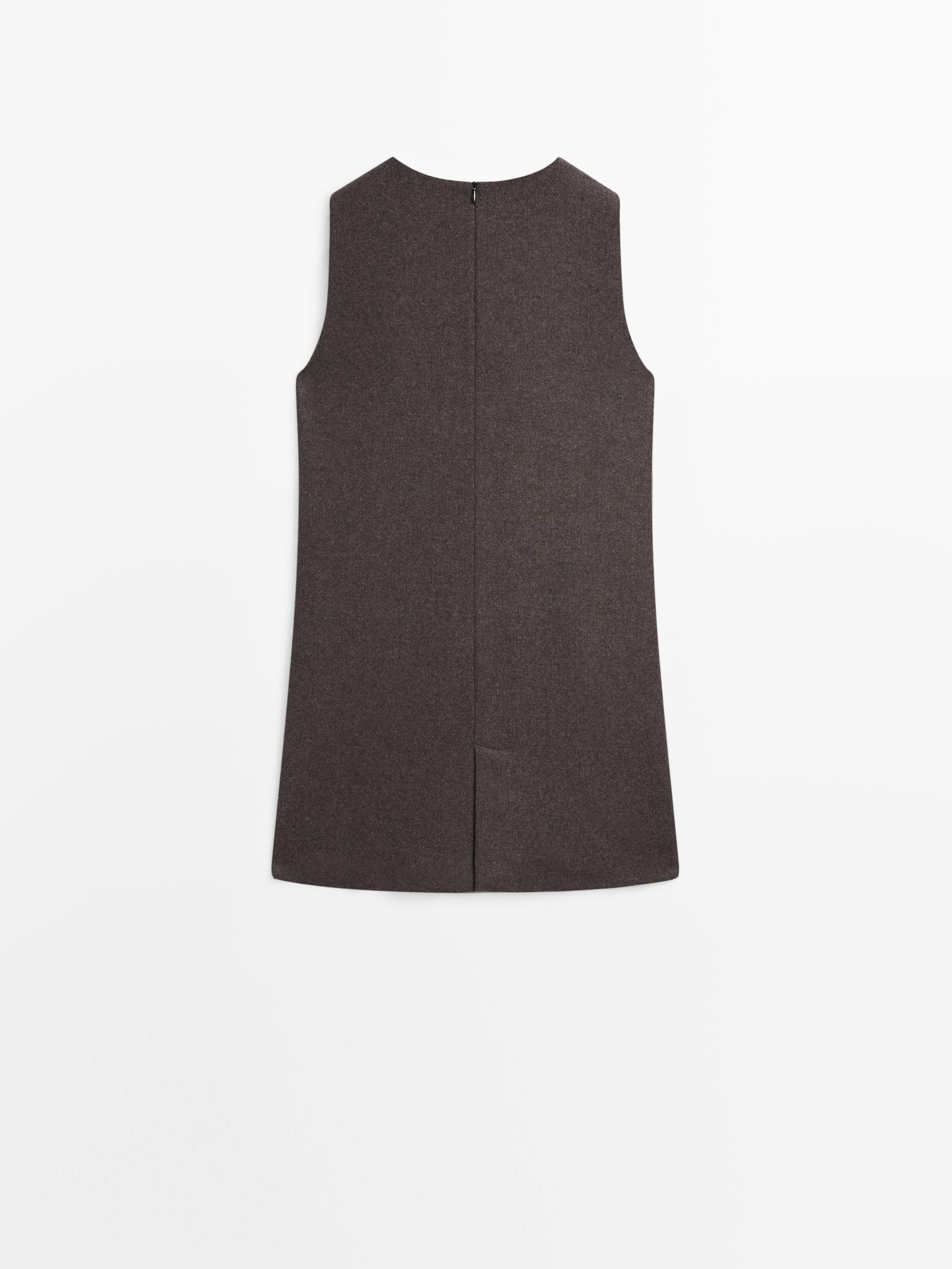 Herringbone mini dress with pockets