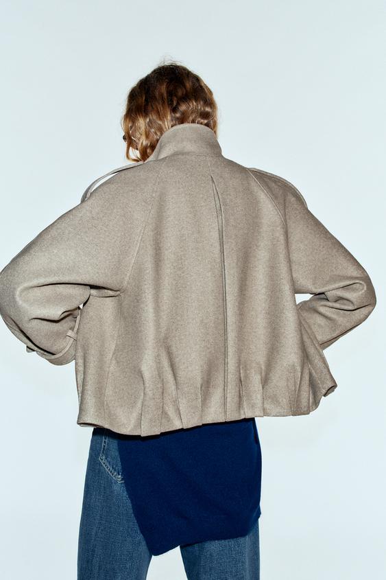 BOMBER JACKET WITH TAB DETAIL - Light beige by Zara - Image 3