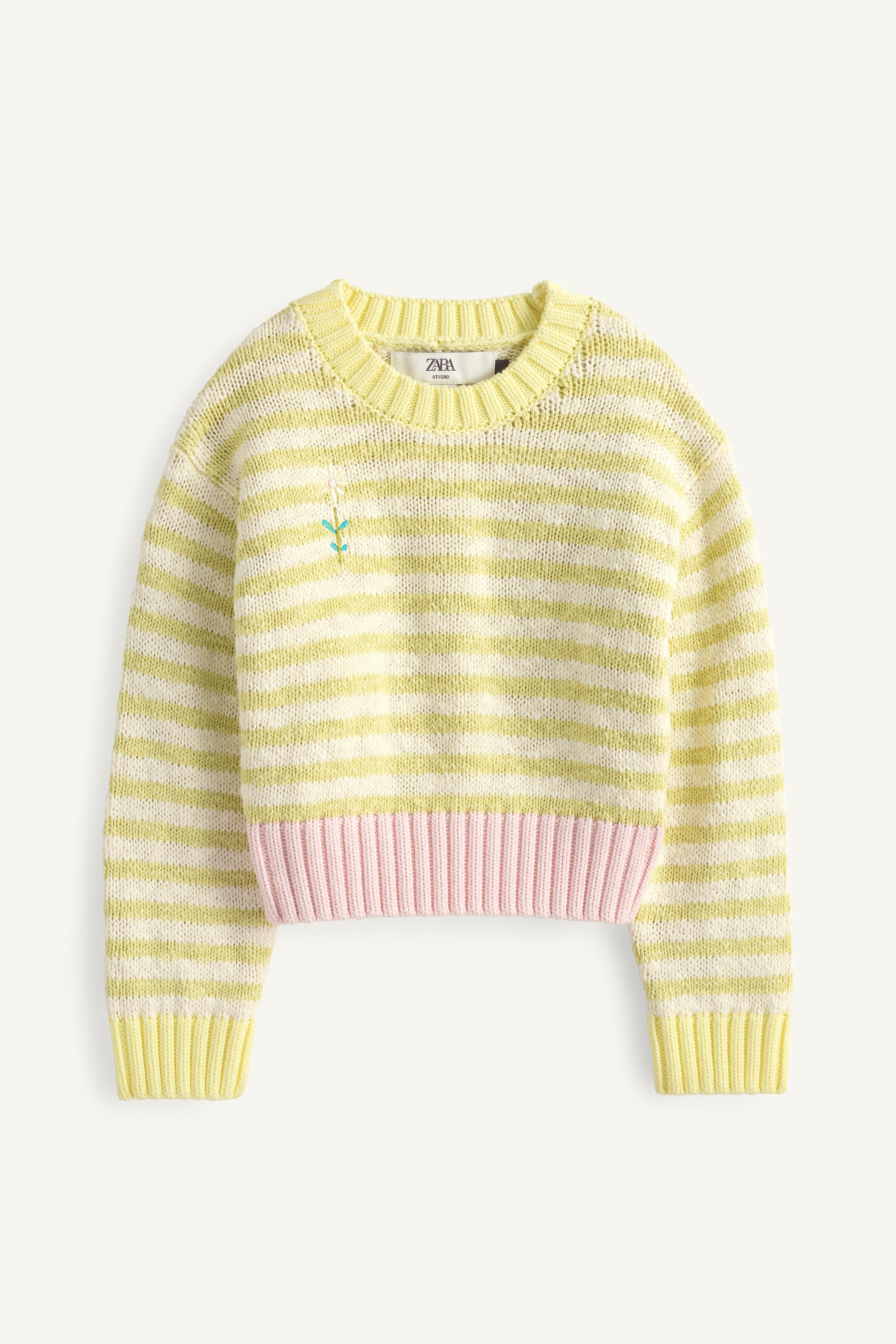 PULL EN MAILLE RAYÉ FLEUR BRODÉE ÉDITION LIMITÉE