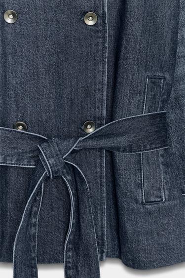 TRENCH MIDI EN JEAN TRF AVEC CEINTURE - Bleu marine de Zara - Image 10