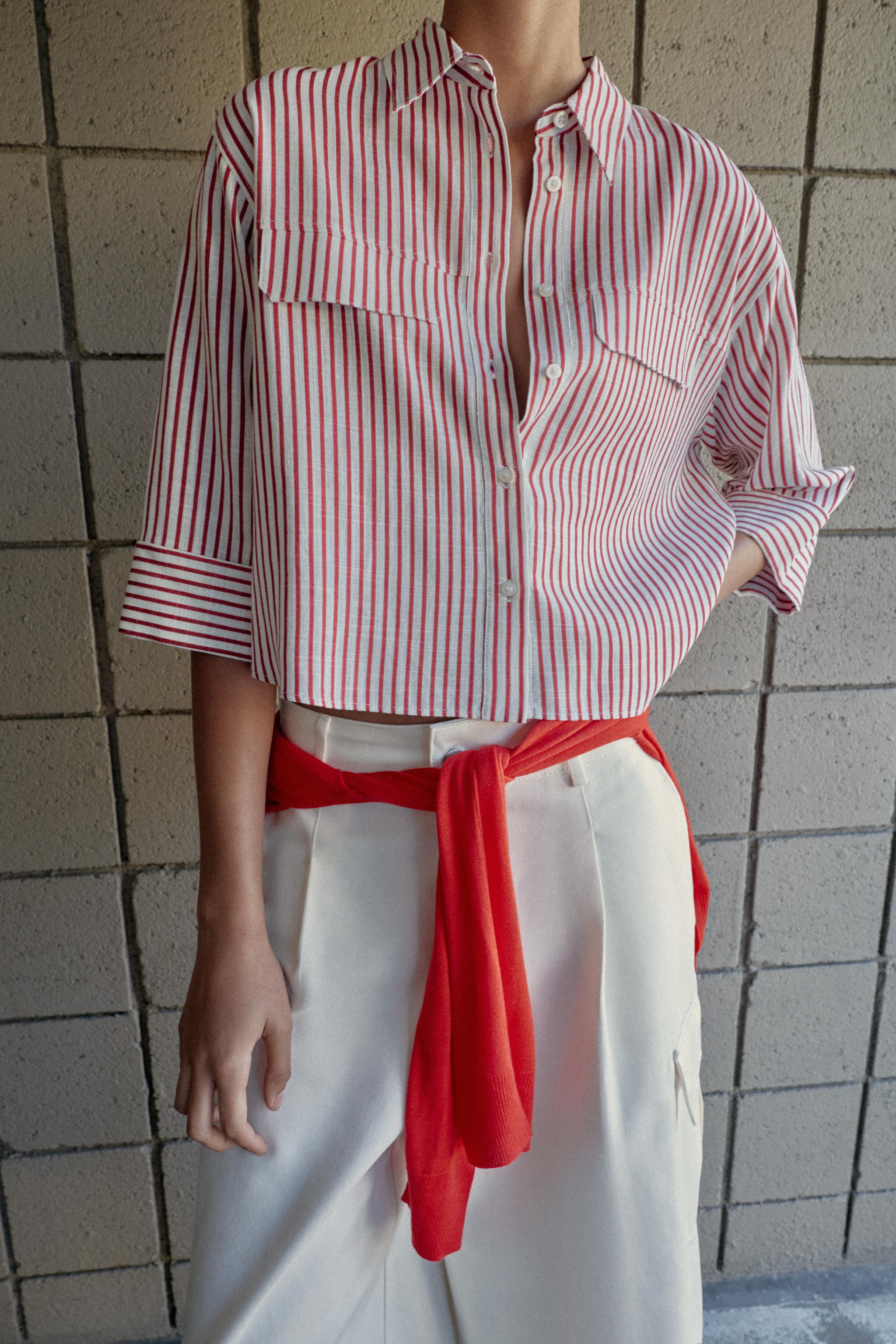CHEMISE À RAYURES AVEC LIN