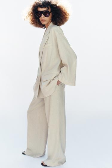 PANTALON DROIT LIN - Beige clair de Zara - Image 2