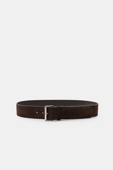 CEINTURE EN CUIR SUÉDÉ À BOUCLE CARRÉE - Marron de Zara - Image 1