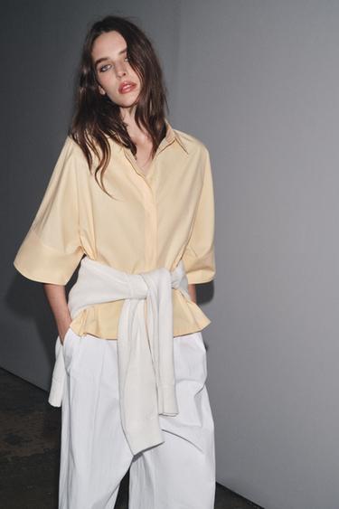 Zara ZW COLLECTION POPLIN SHIRT - Yellow
