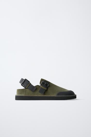 ZUECO HEBILLAS - Verde Caqui de Zara - Imagen 0