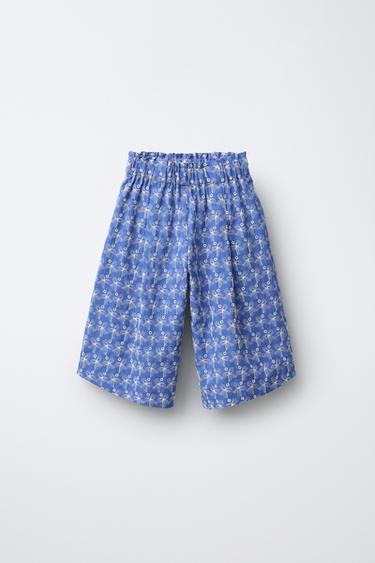 EMBROIDERED FLORAL CULOTTES - Bluish by Zara