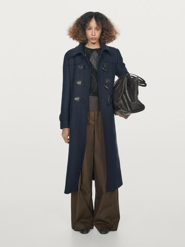 Manteau long à brandebourgs - Bleu marine de Zara