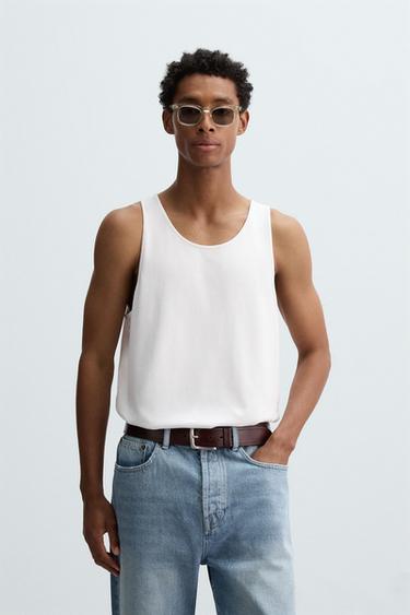 RELAXED FIT TANK TOP - White by Zara