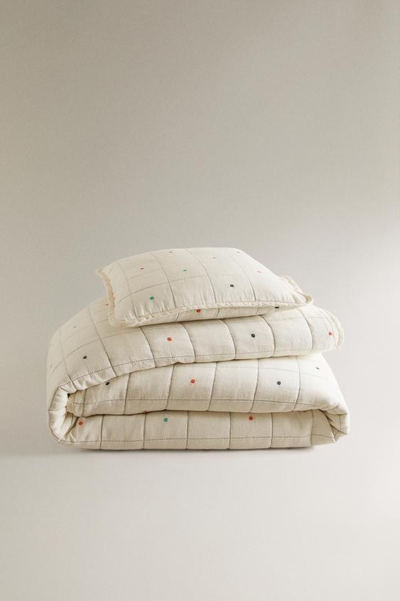 COLCHA INFANTIL XADREZ E PONTOS - Multicolor da Zara - Imagem 0