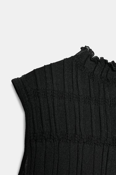 RUFFLED KNIT TOP - Black by Zara - Image 7