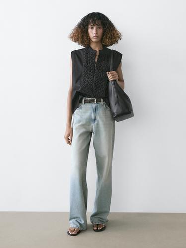 Chaleco detalle pechera algodón - Negro de Zara