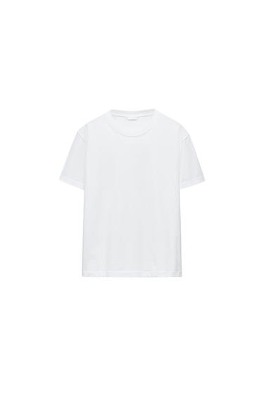 T-SHIRT BASIQUE EN COTON - Blanc de Zara