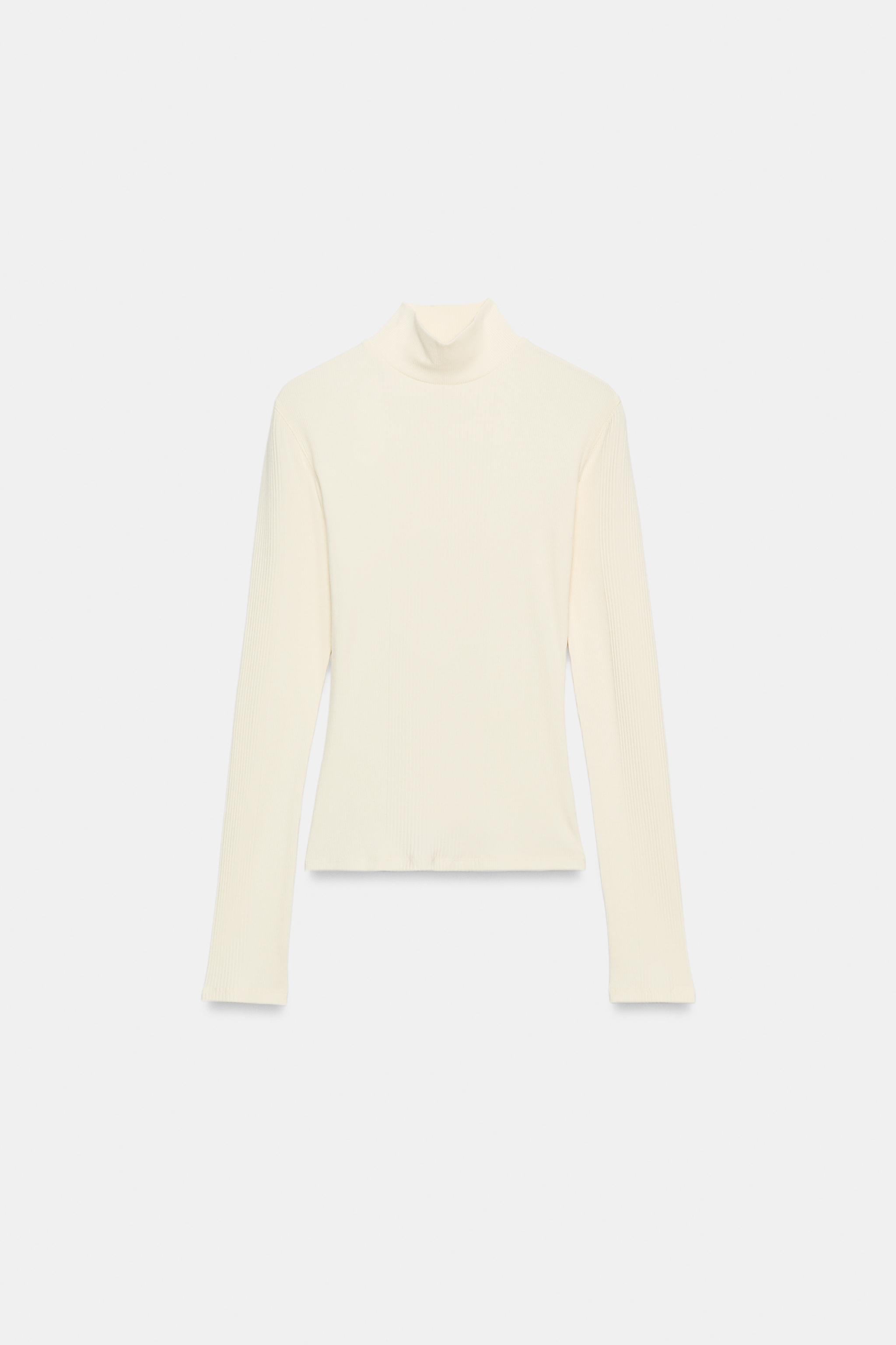 RIB KNIT MOCK NECK T-SHIRT