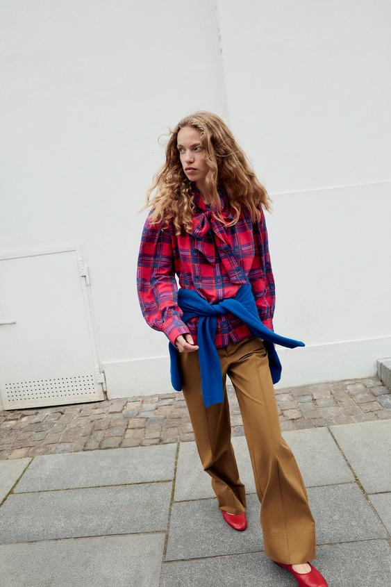 CHECK SHIRT WITH TIED DETAIL - Multicoloured by Zara - Image 0